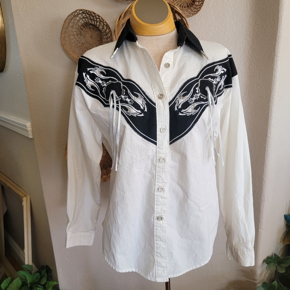 Vintage 1849 Western Button Down Ls Shirt Sz M